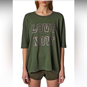 ZADIG & VOLTAIRE PORTLAND LOVE NOW GLITTER SWEATSHIRT oversize XS  gently worn